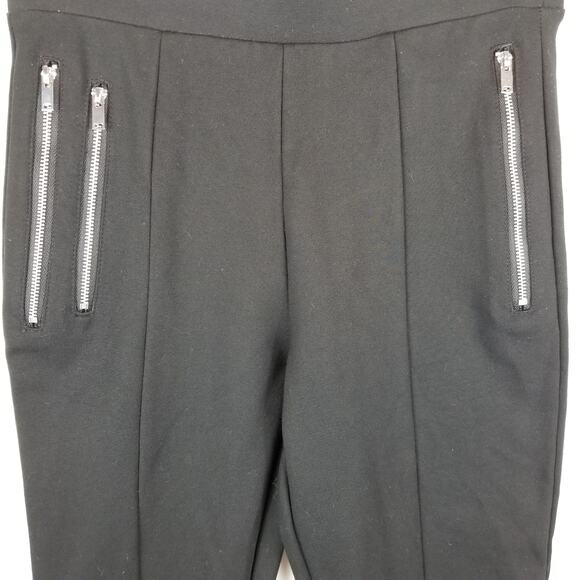 ZARA Black Knit Pull On Moto Zip Pants Size M Medium - Picture 4 of 6